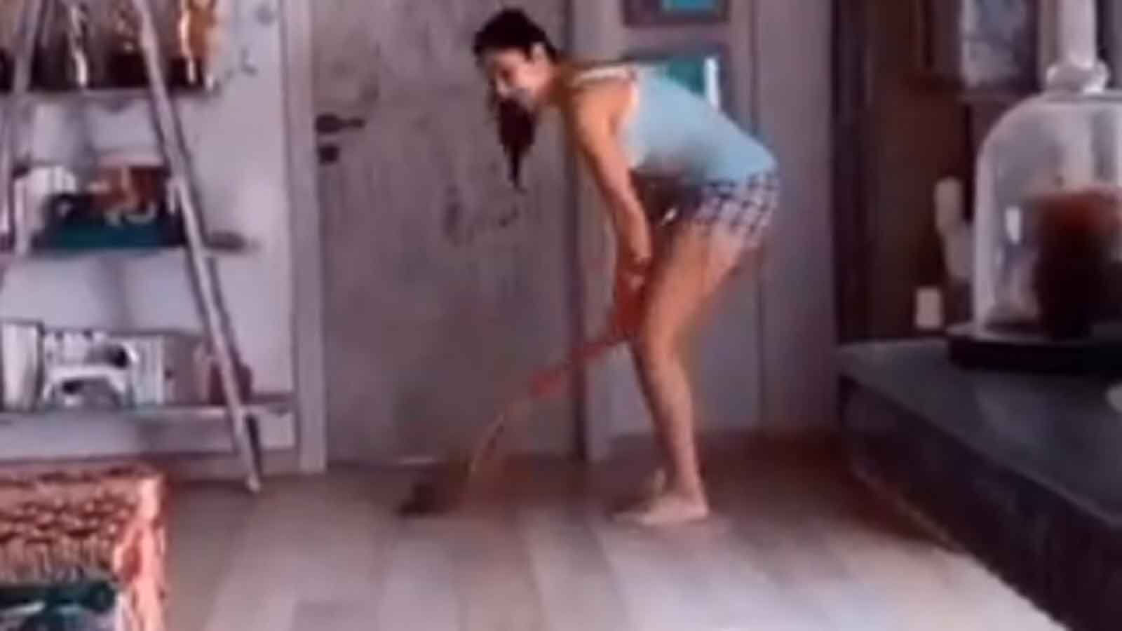 Video of Katrina Kaif using broom goes viral again before her marriage with Vicky Kaushal