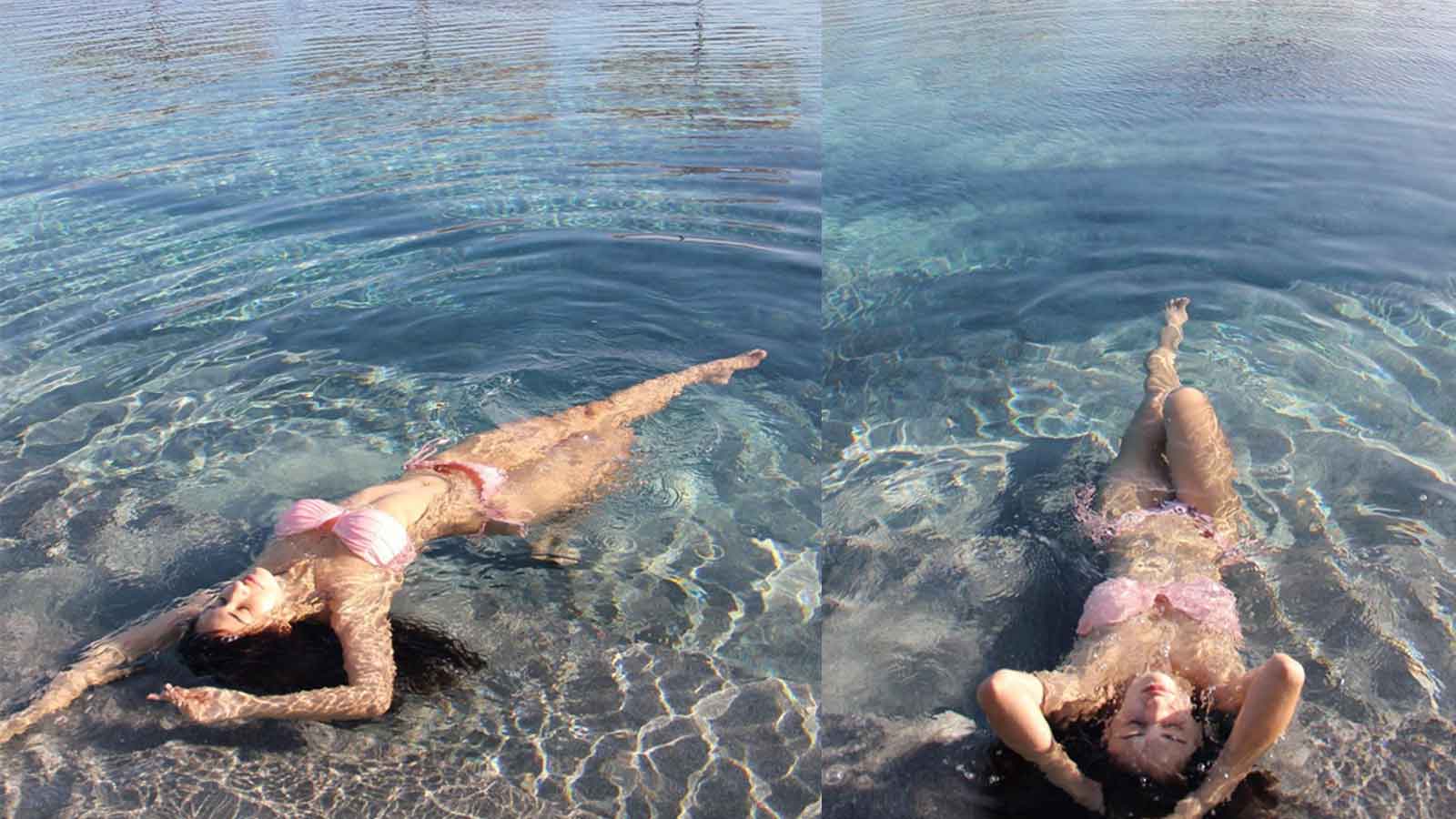 Disha Patani chills out in water in pink bikini!