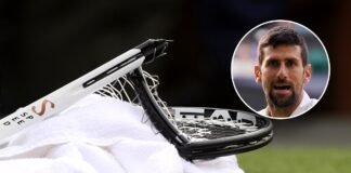 Novak Djokovic smashes racket in frustration at Wimbledon final