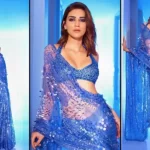 Captivating Beauty: Kriti Sanon Radiates in Manish Malhotra Saree as a Blue Butterfly