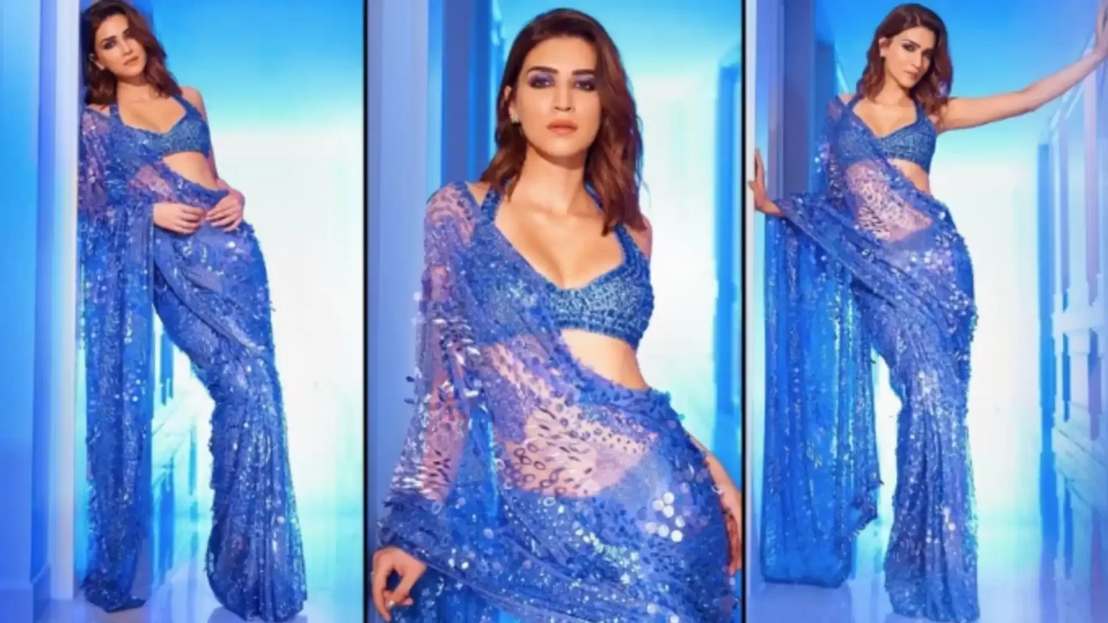 Captivating Beauty: Kriti Sanon Radiates in Manish Malhotra Saree as a Blue Butterfly